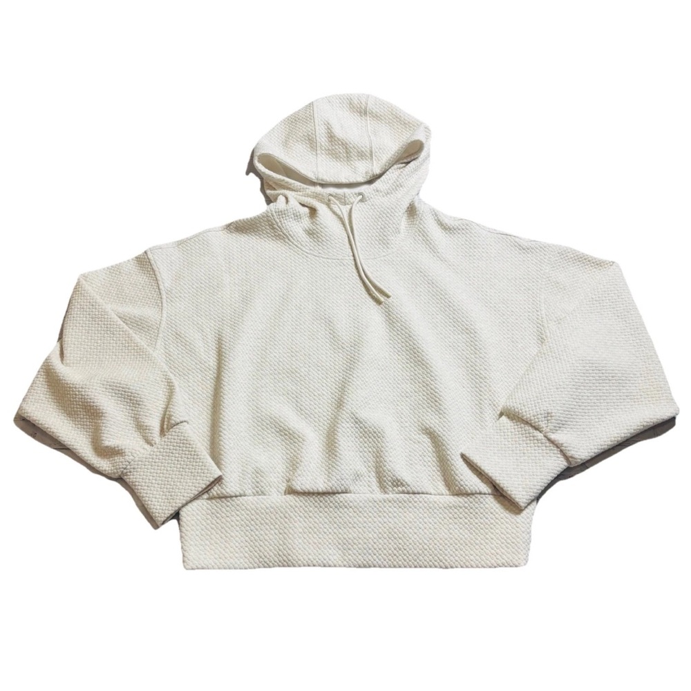 Old Navy Womens Active Dynamic Fleece Popover Quilted Hoodie Cream XL NWT - Picture 9 of 14